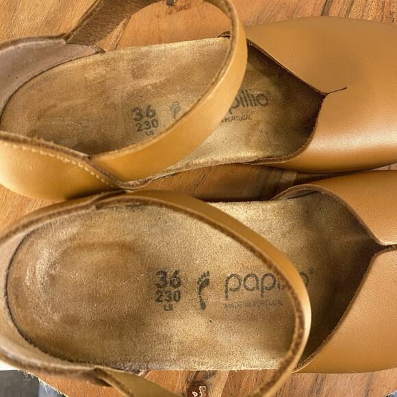 Papillio by Birkenstock Wedge Mary Cognac Brown Leather Sandals Size 36 (US 5) - Picture 8 of 12